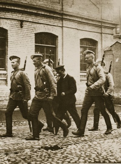 A Patrol Hunting Down Suspects Following the Revolt at Viborg, on the Outskirts of St. Petersburg by Russian Photographer